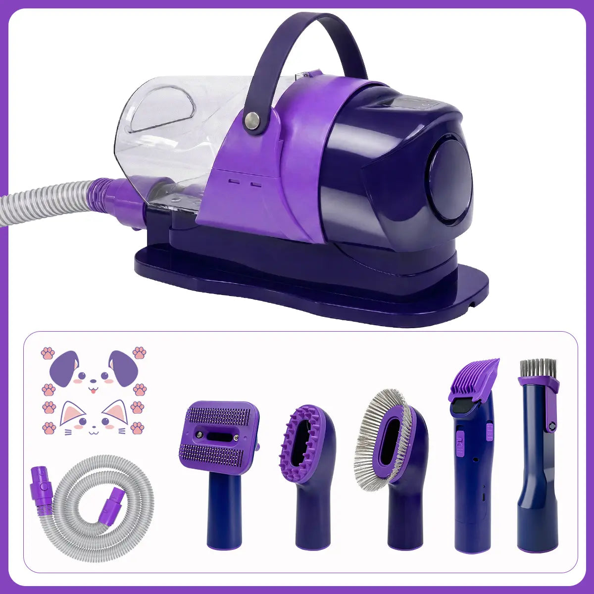Anlecity 6-in-1 Pet Grooming Vacuum System for Dogs and Cats, 3L Capacity, Adjustable Suction Modes, Low Noise Hair Removal Trimmer with Guide Combs, Efficient All-in-One Home Grooming Solution