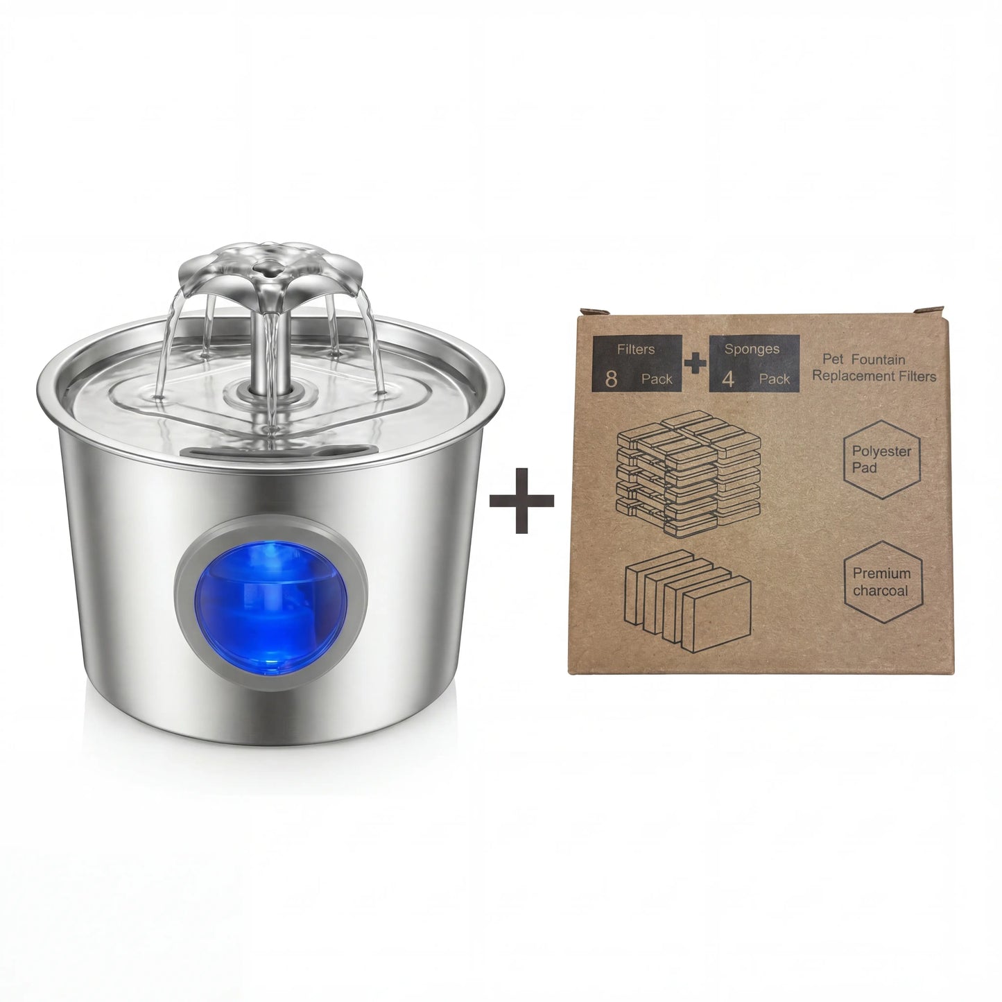 Premium 2.2L Silent Cat Water Dispenser with 304 Stainless Steel Outlet, Night Light, 6-Layer Filter, Automatic Gravity Supply, Wired Plug-In, Leak-Proof Design, and Easy Maintenance