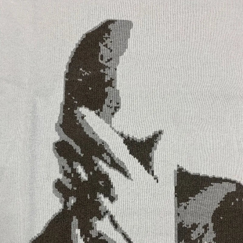 Women's Gothic Print O-Neck Pullover Sweater - Oversized Harajuku Knitwear for Streetwear and Y2K Style