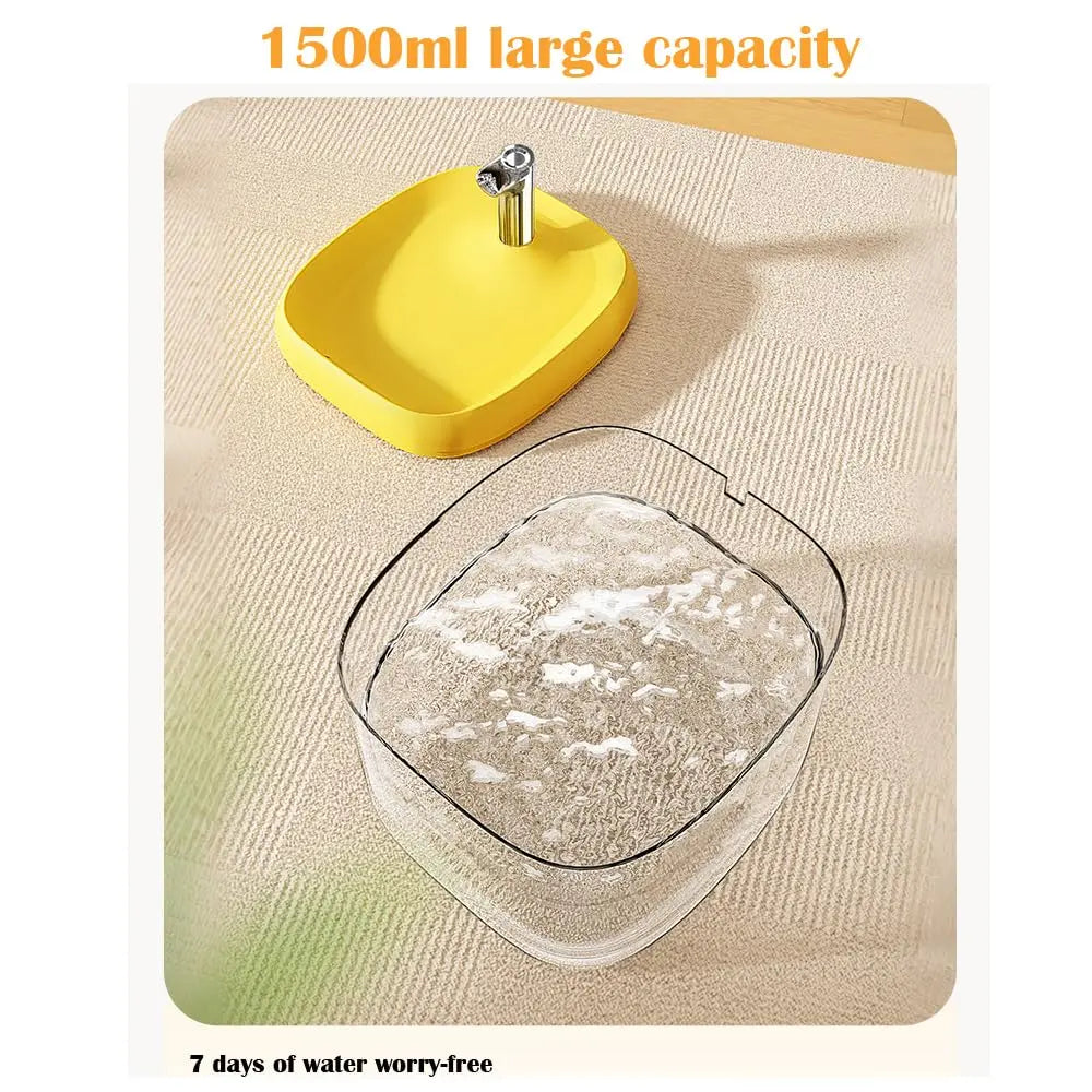 1.5L Automatic USB Cat Water Fountain with Filter - Transparent Gray Circulating Fresh Water Dispenser for Cats and Small Dogs