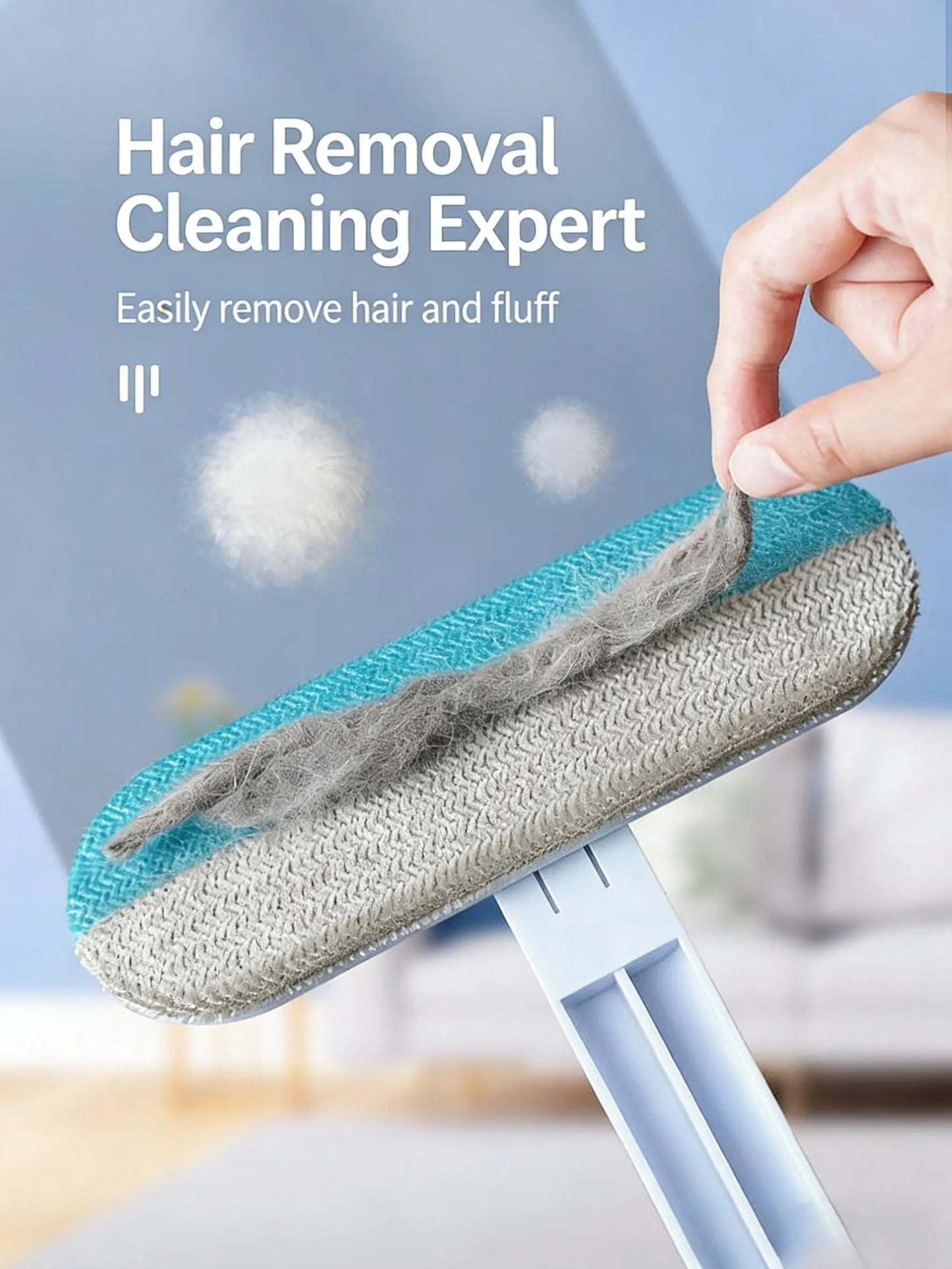 Long Handle Pet Hair Removal Brush and Cleaning Gloves Set, 4-in-1 Washable Lint Cleaner for Indoor Pet Hair Maintenance