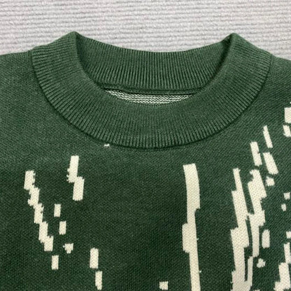 2024 Vintage Wool Knitted Pullover Sweater in Green - Unisex Hip Hop Street Gothic Y2K Harajuku Punk Style