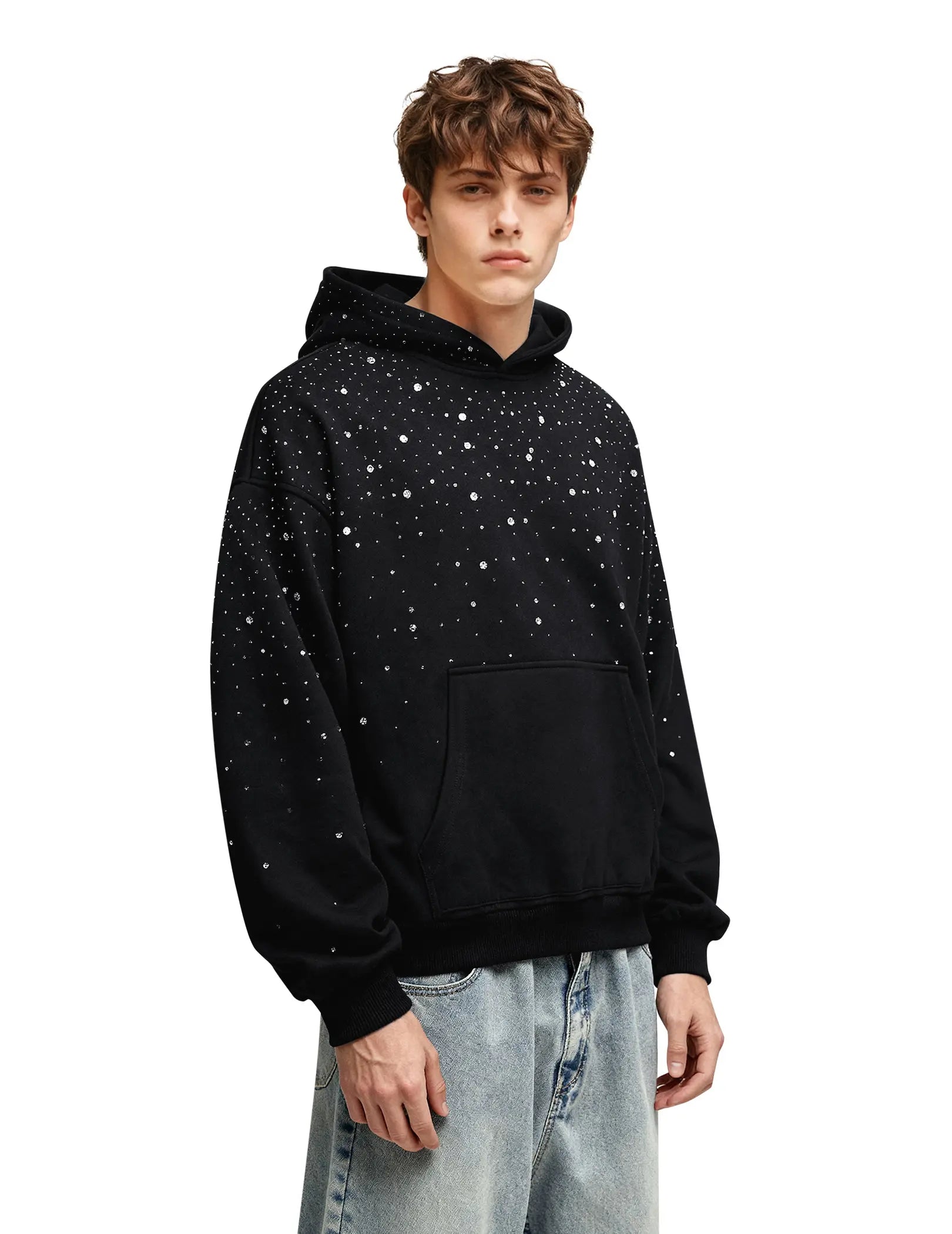 Aelfric Eden Pullover Hoodie Loose Fit Long Sleeve Rhinestone Vintage Washed Fall Fashion Y2K Unisex Casual Streetwear Top