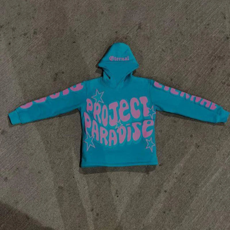 Y2K Streetwear Graphic Hoodie with Star Letter Design - Harajuku Anime-Inspired Pullover for Men and Women