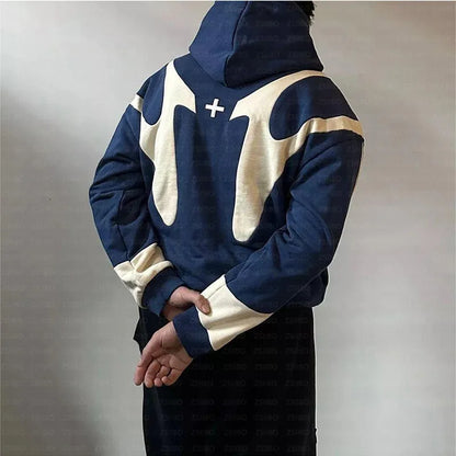 Y2K Retro Patchwork Oversized Hoodie with Embroidery - Women's Gothic Streetwear Sweatshirt
