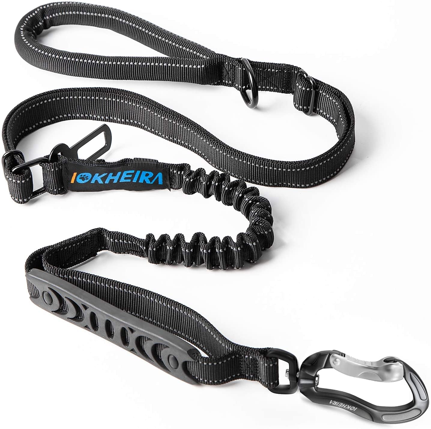Heavy-Duty Multifunctional Tactical Dog Leash, 4-6 FT Bungee Design with Car Seatbelt and Shock Absorption for Large and Medium Dogs