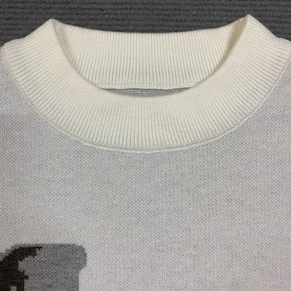 Women's Gothic Print O-Neck Pullover Sweater - Oversized Harajuku Knitwear for Streetwear and Y2K Style