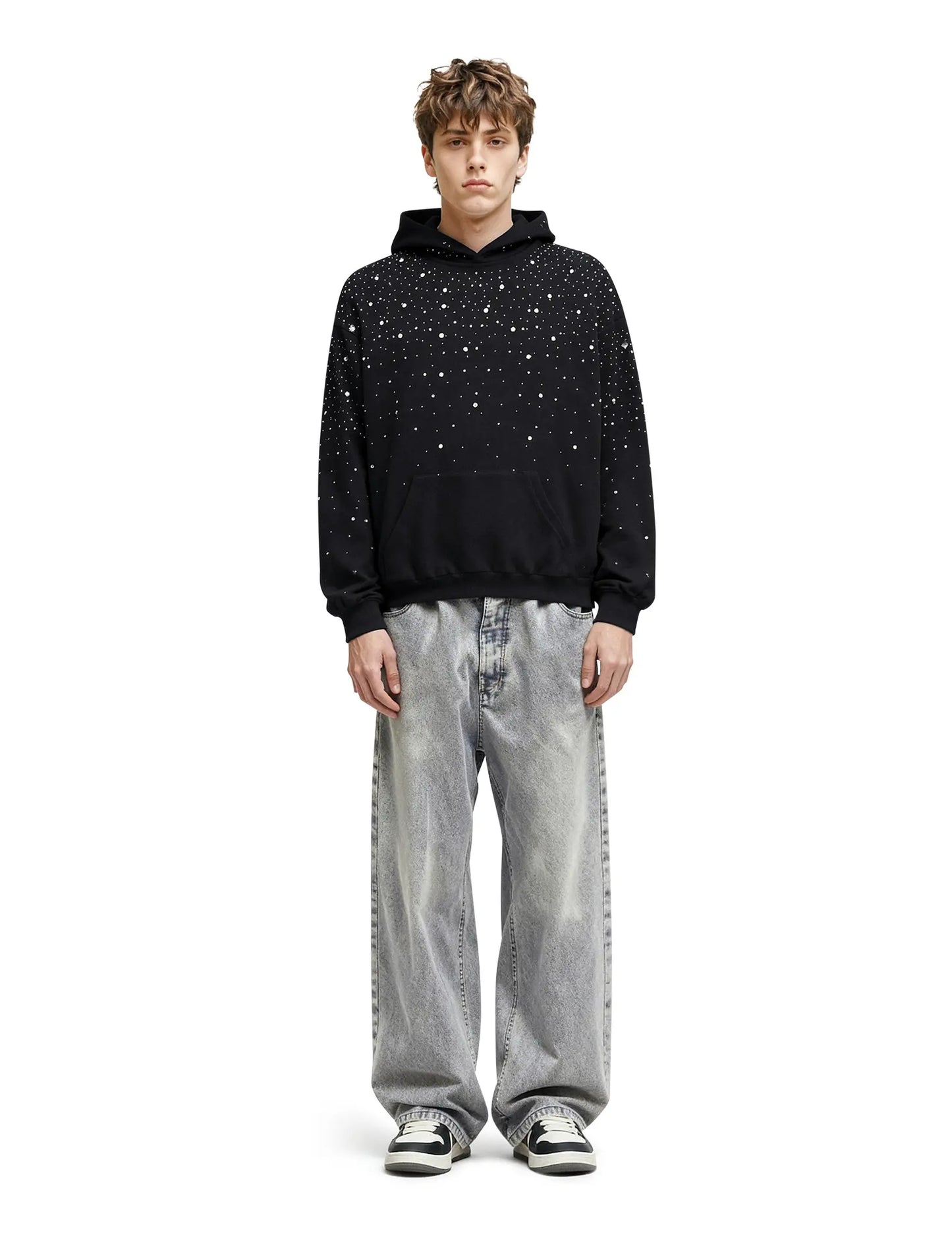 Aelfric Eden Pullover Hoodie Loose Fit Long Sleeve Rhinestone Vintage Washed Fall Fashion Y2K Unisex Casual Streetwear Top