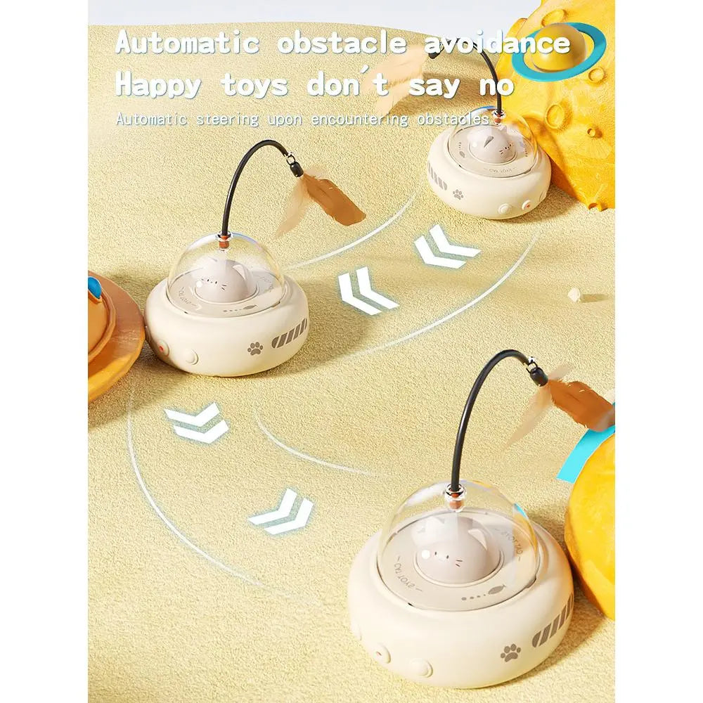 Interactive 2-in-1 Smart Laser and Feather Wand Toy for Indoor Cats - Automatic Rotating Electric Pet Toy for Engaging Self-Play and Boredom Relief