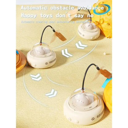 Interactive 2-in-1 Smart Laser and Feather Wand Toy for Indoor Cats - Automatic Rotating Electric Pet Toy for Engaging Self-Play and Boredom Relief