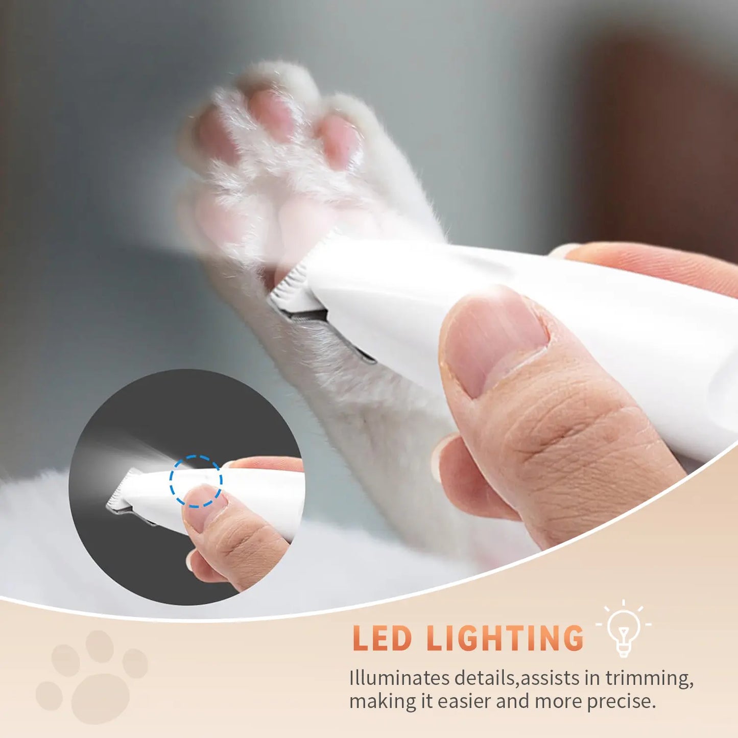 Pet Precision Rechargeable Hair Trimmer Kit for Dogs and Cats - Low Noise, Dual-Speed Motor, Waterproof Grooming Clippers with LED Light