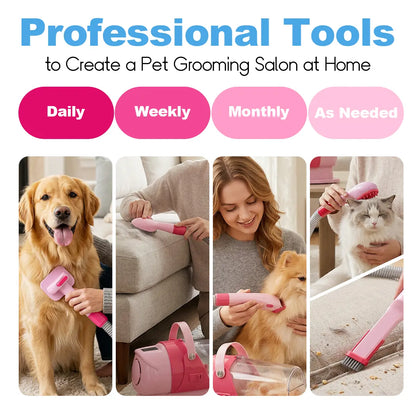 Anlecity 6-in-1 Pet Grooming Vacuum System for Dogs and Cats, 3L Capacity, Adjustable Suction Modes, Low Noise Hair Removal Trimmer with Guide Combs, Efficient All-in-One Home Grooming Solution