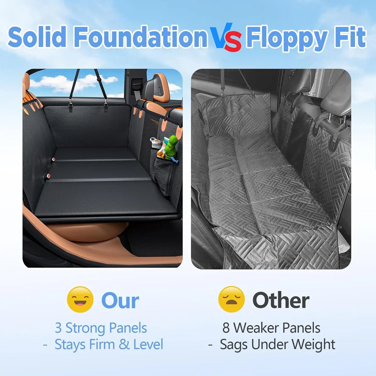 Premium Waterproof Dog Rear Seat Extender and Car Seat Cover, Enhanced Durability and Safety Features, Easy to Clean, Foldable Dog Bed, Supports Up to 400 Pounds