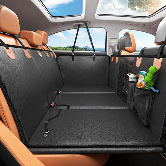 Premium Waterproof Dog Rear Seat Extender and Car Seat Cover, Enhanced Durability and Safety Features, Easy to Clean, Foldable Dog Bed, Supports Up to 400 Pounds
