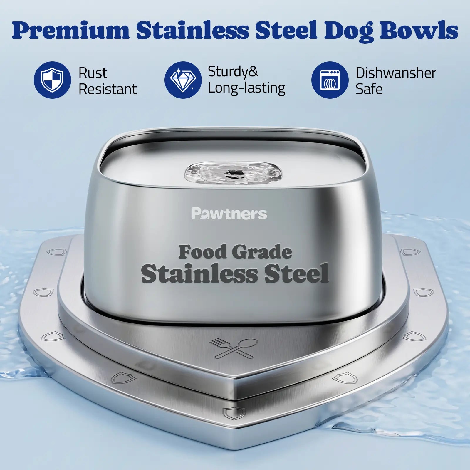 Pawtners No-Spill Dog Water Bowl with Slow Feeder Design for Small, Medium, and Large Dogs and Cats