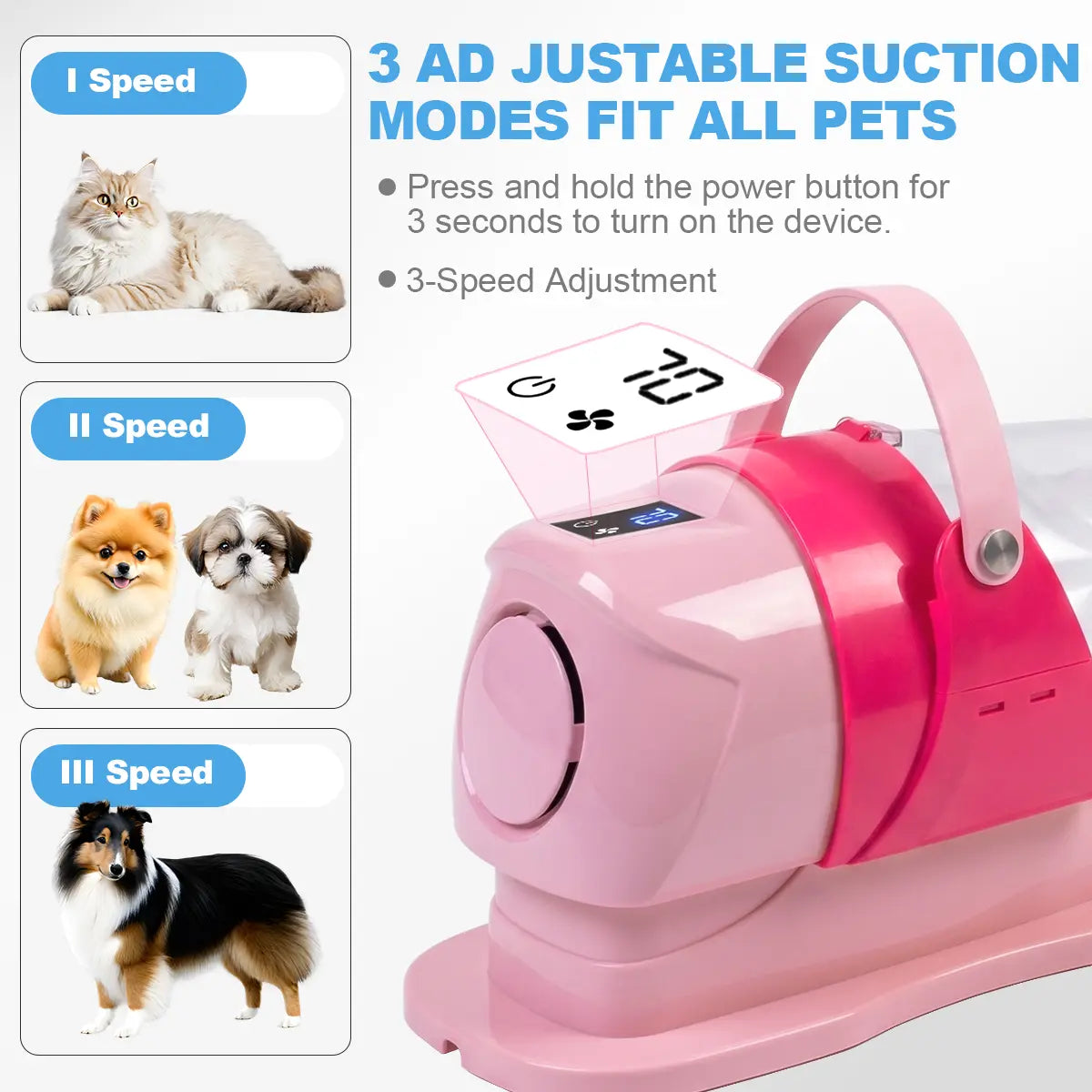 Anlecity 6-in-1 Pet Grooming Vacuum System for Dogs and Cats, 3L Capacity, Adjustable Suction Modes, Low Noise Hair Removal Trimmer with Guide Combs, Efficient All-in-One Home Grooming Solution