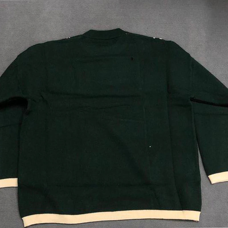 2024 Vintage Wool Knitted Pullover Sweater in Green - Unisex Hip Hop Street Gothic Y2K Harajuku Punk Style