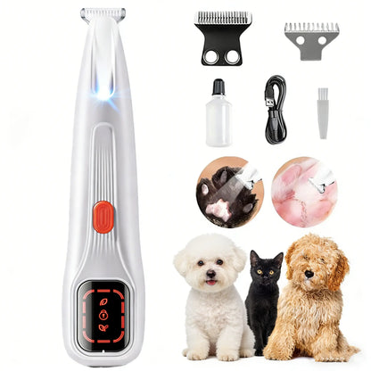 Pet Precision Rechargeable Hair Trimmer Kit for Dogs and Cats - Low Noise, Dual-Speed Motor, Waterproof Grooming Clippers with LED Light