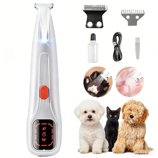 Pet Precision Rechargeable Hair Trimmer Kit for Dogs and Cats - Low Noise, Dual-Speed Motor, Waterproof Grooming Clippers with LED Light