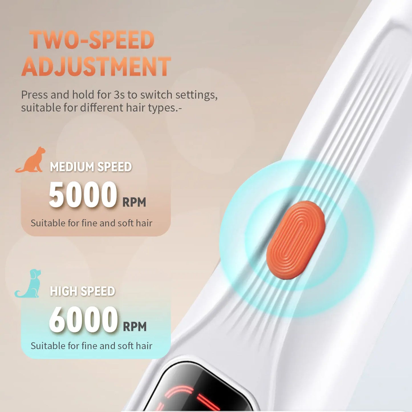 Pet Precision Rechargeable Hair Trimmer Kit for Dogs and Cats - Low Noise, Dual-Speed Motor, Waterproof Grooming Clippers with LED Light
