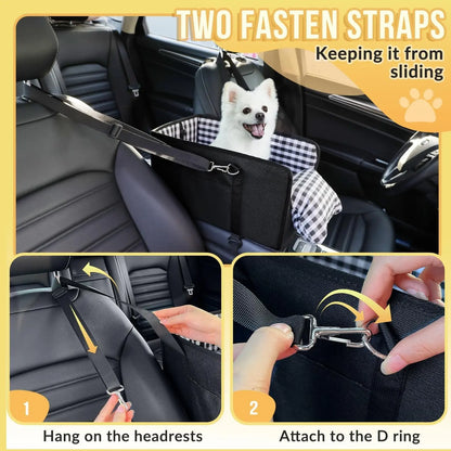 Premium Small Dog Car Seat Booster for Safe Travel, Portable Pet Bed with Safety Leash and Non-Slip Design for Small Breeds