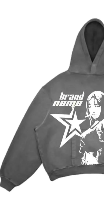 Street Gothic Casual Letter Print Hoodie for Men - Harajuku Retro Y2K Sweatshirt