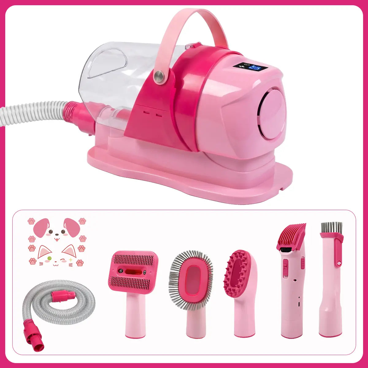 Anlecity 6-in-1 Pet Grooming Vacuum System for Dogs and Cats, 3L Capacity, Adjustable Suction Modes, Low Noise Hair Removal Trimmer with Guide Combs, Efficient All-in-One Home Grooming Solution