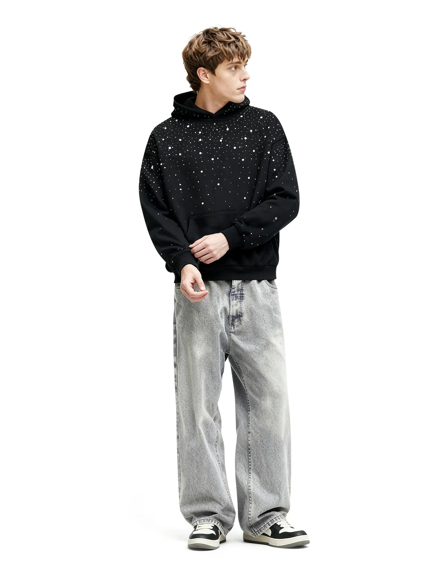 Aelfric Eden Pullover Hoodie Loose Fit Long Sleeve Rhinestone Vintage Washed Fall Fashion Y2K Unisex Casual Streetwear Top