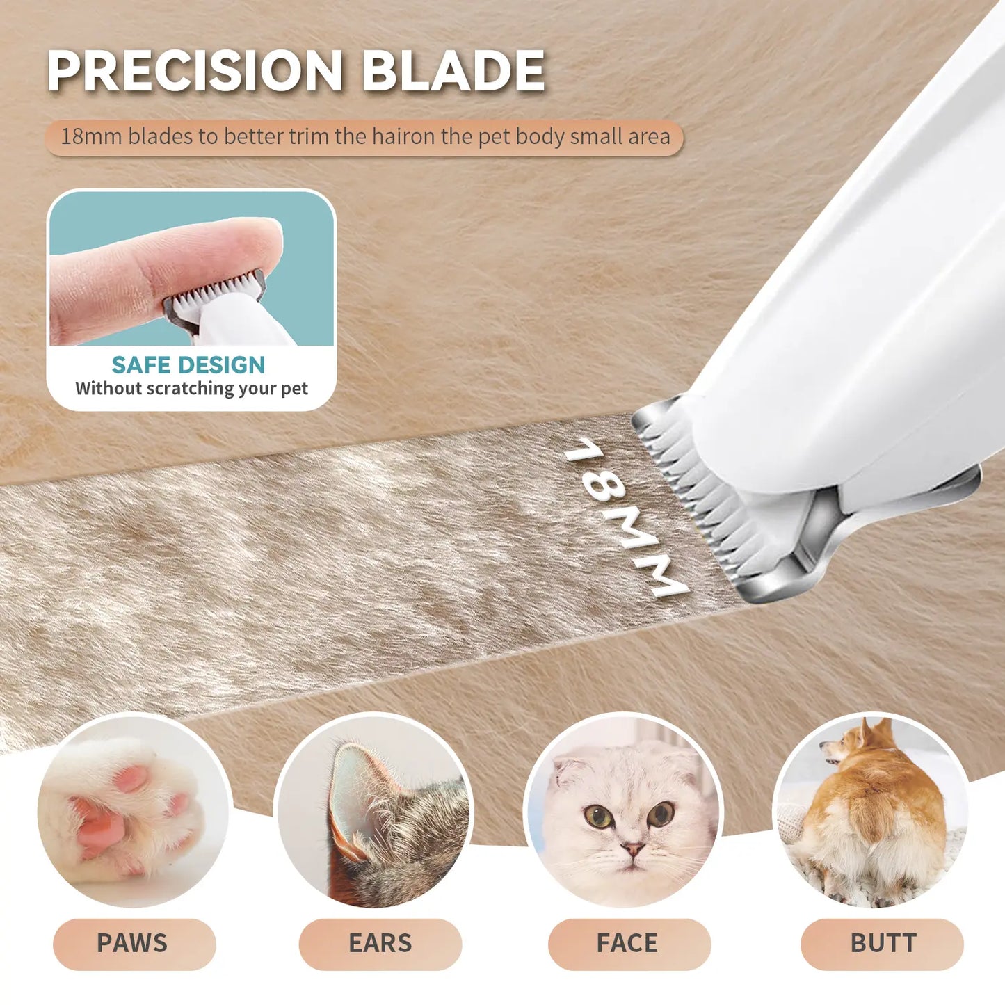Pet Precision Rechargeable Hair Trimmer Kit for Dogs and Cats - Low Noise, Dual-Speed Motor, Waterproof Grooming Clippers with LED Light