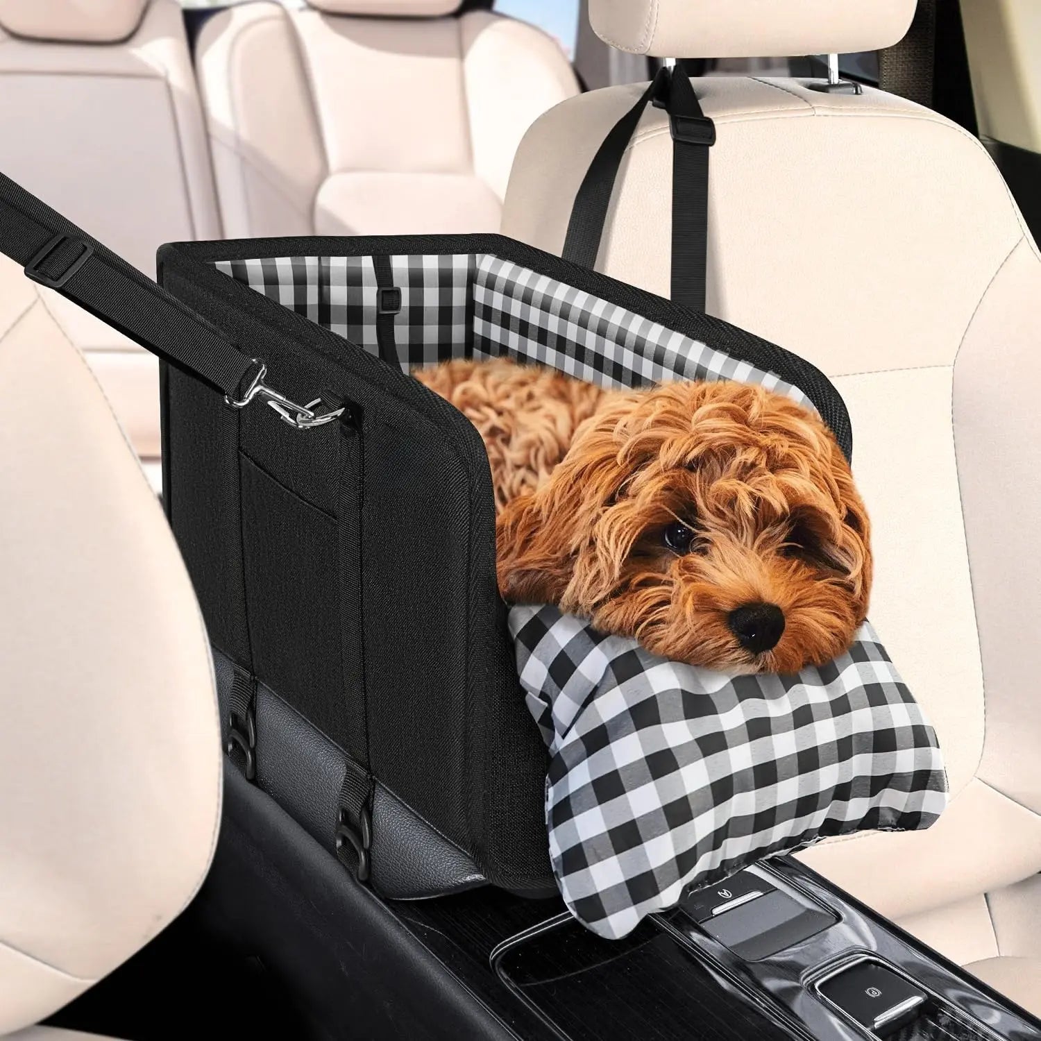 Premium Small Dog Car Seat Booster for Safe Travel, Portable Pet Bed with Safety Leash and Non-Slip Design for Small Breeds