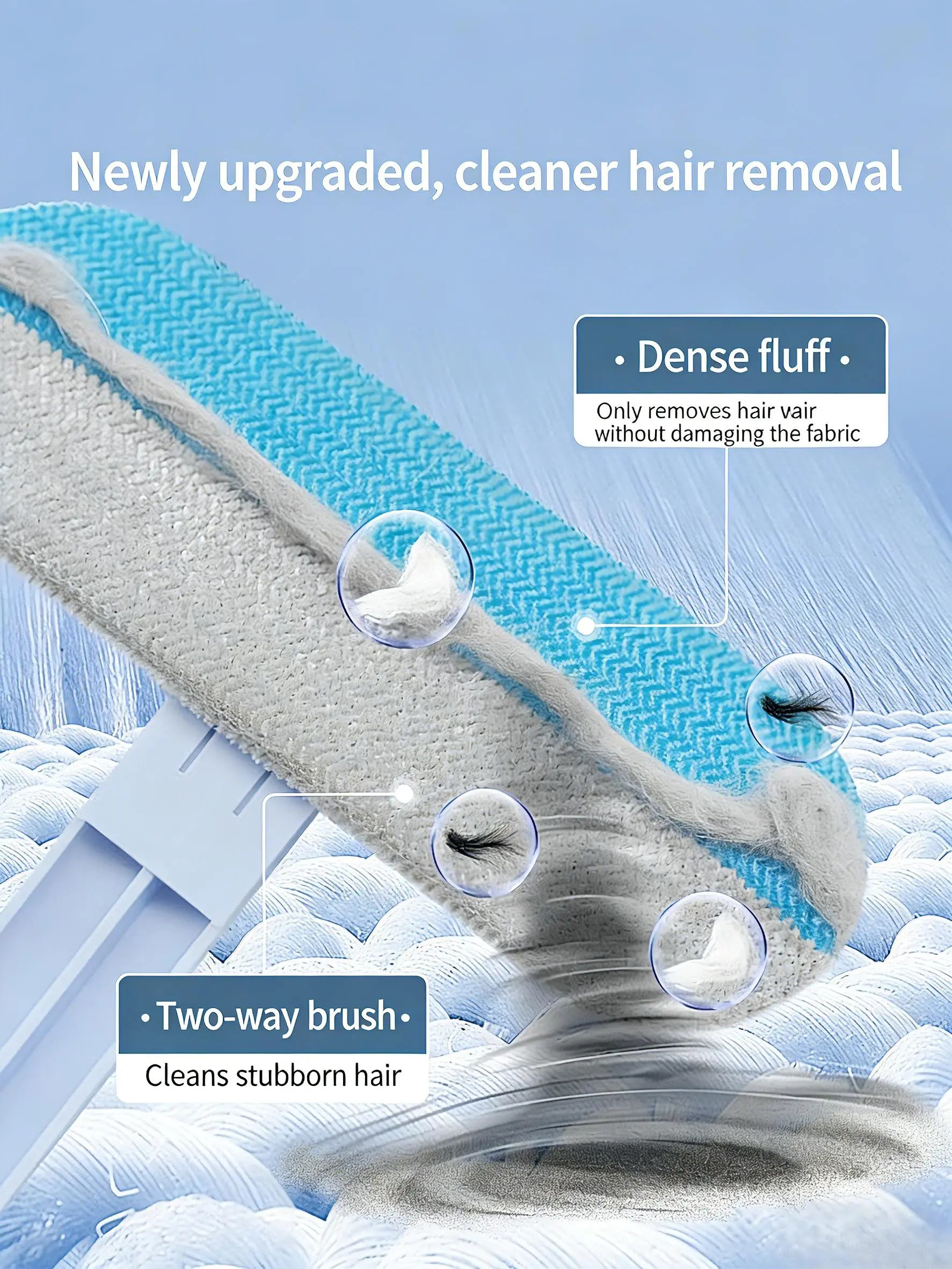 Long Handle Pet Hair Removal Brush and Cleaning Gloves Set, 4-in-1 Washable Lint Cleaner for Indoor Pet Hair Maintenance