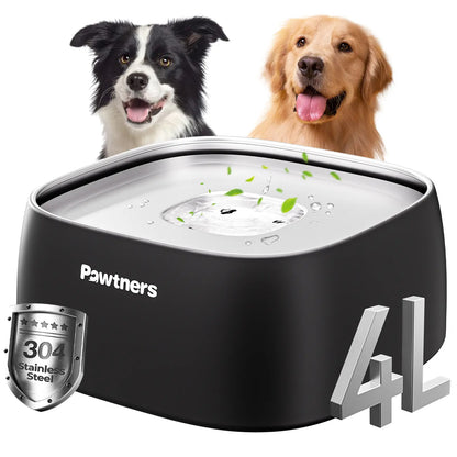 Pawtners No-Spill Dog Water Bowl with Slow Feeder Design for Small, Medium, and Large Dogs and Cats