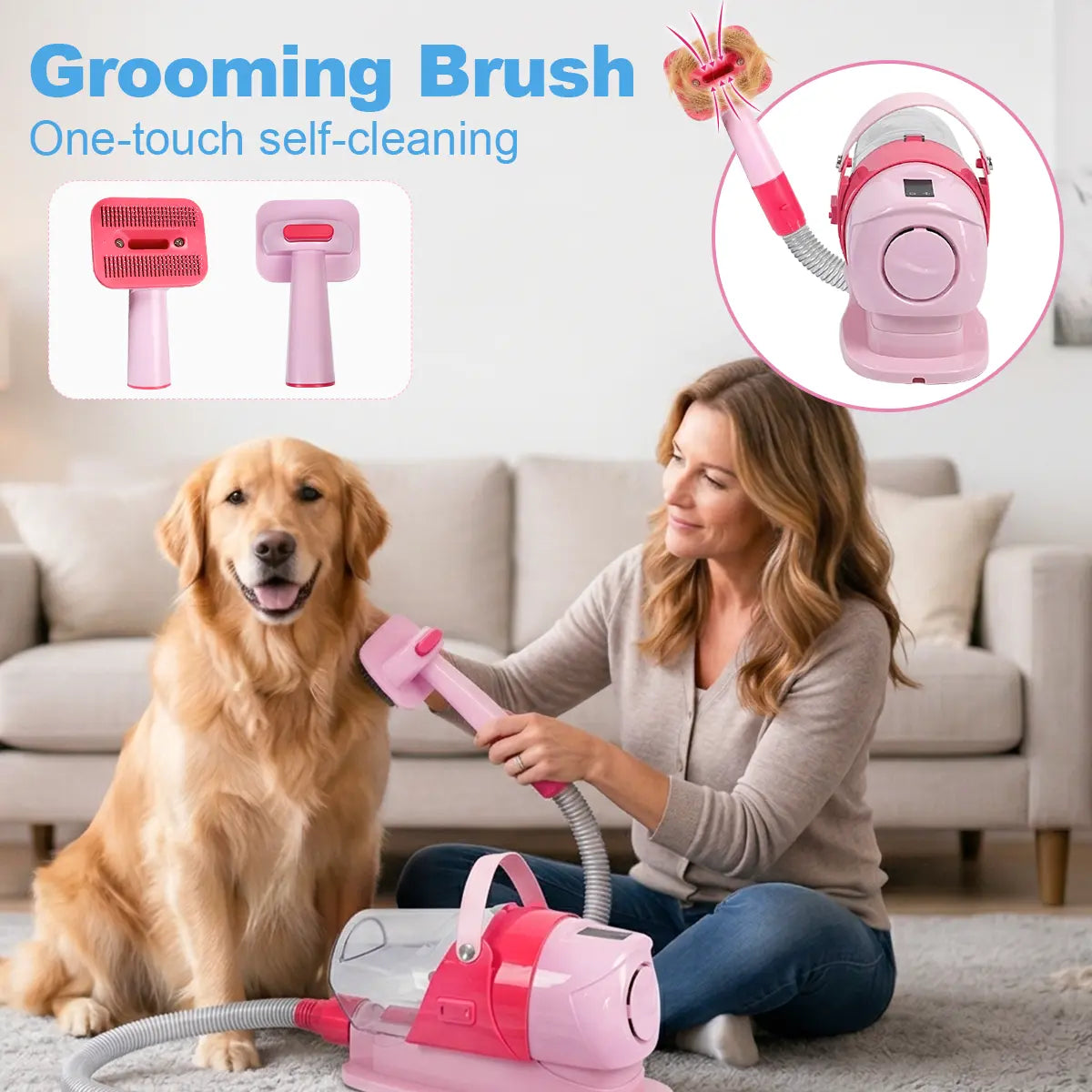 Anlecity 6-in-1 Pet Grooming Vacuum System for Dogs and Cats, 3L Capacity, Adjustable Suction Modes, Low Noise Hair Removal Trimmer with Guide Combs, Efficient All-in-One Home Grooming Solution