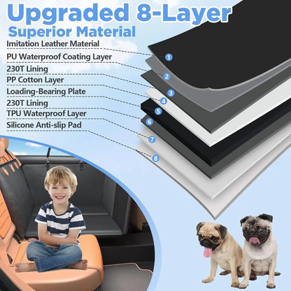 Premium Waterproof Dog Rear Seat Extender and Car Seat Cover, Enhanced Durability and Safety Features, Easy to Clean, Foldable Dog Bed, Supports Up to 400 Pounds