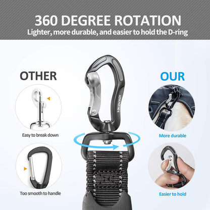 Heavy-Duty Multifunctional Tactical Dog Leash, 4-6 FT Bungee Design with Car Seatbelt and Shock Absorption for Large and Medium Dogs