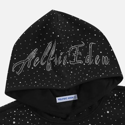 Aelfric Eden Pullover Hoodie Loose Fit Long Sleeve Rhinestone Vintage Washed Fall Fashion Y2K Unisex Casual Streetwear Top