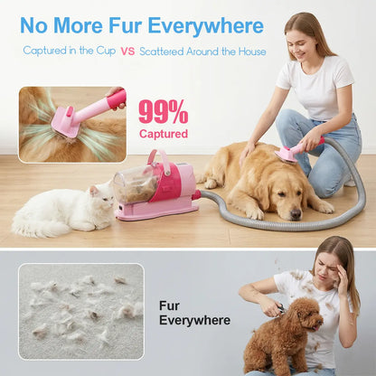 Anlecity 6-in-1 Pet Grooming Vacuum System for Dogs and Cats, 3L Capacity, Adjustable Suction Modes, Low Noise Hair Removal Trimmer with Guide Combs, Efficient All-in-One Home Grooming Solution
