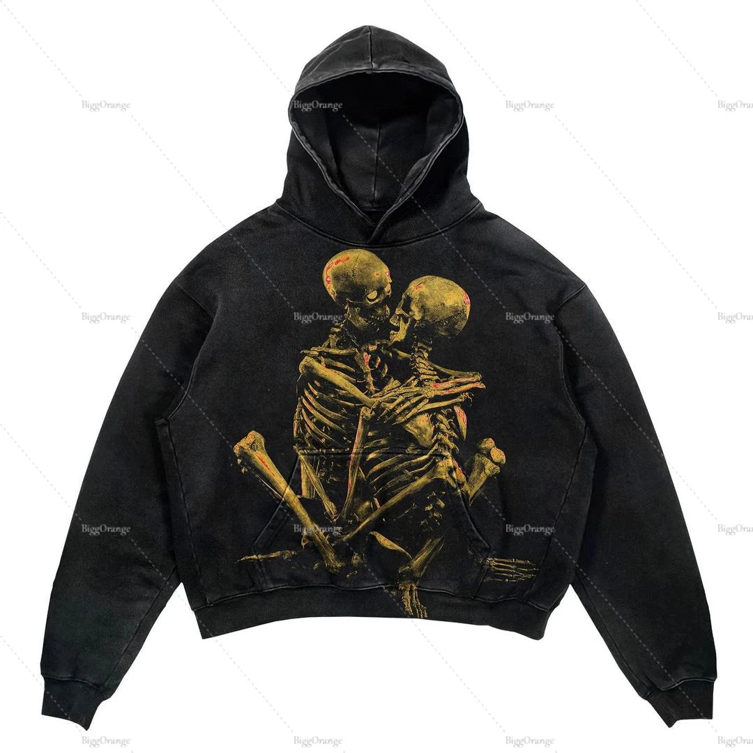 Street Gothic Casual Letter Print Hoodie for Men - Harajuku Retro Y2K Sweatshirt