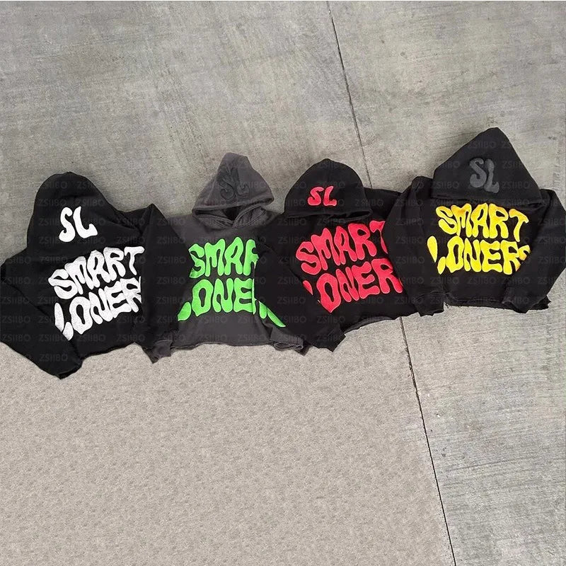 Y2K Retro Oversized Hoodie Pullover with Gothic Letter Print - Women's Harajuku Hip Hop Fashion