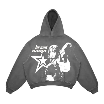 Street Gothic Casual Letter Print Hoodie for Men - Harajuku Retro Y2K Sweatshirt