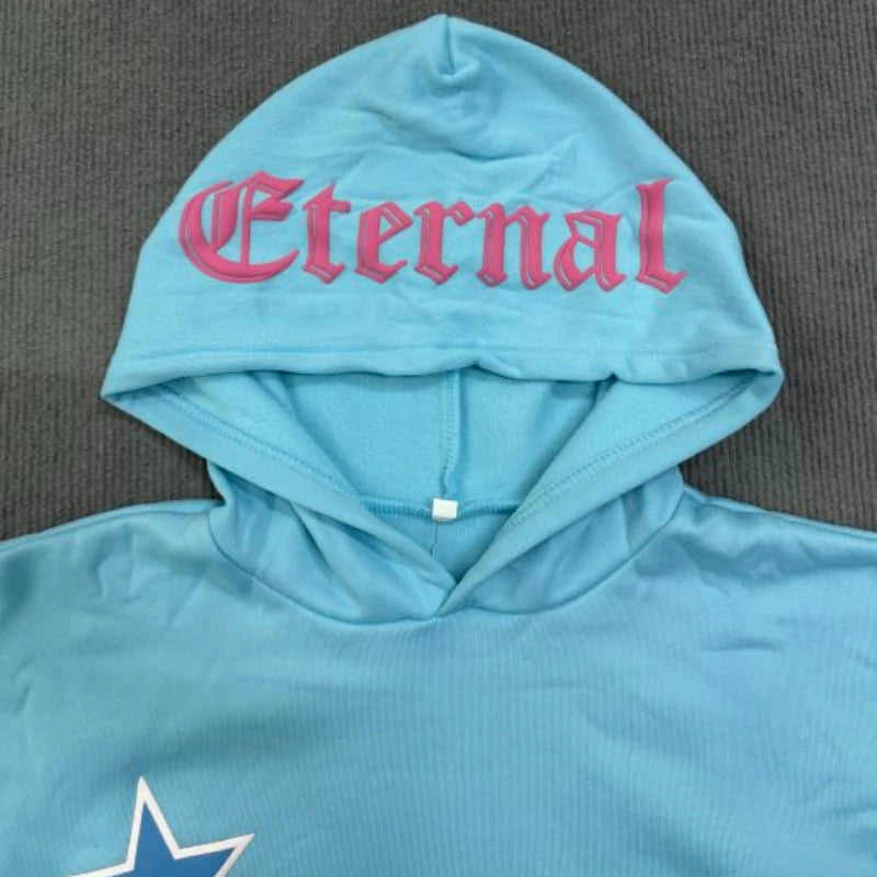 Y2K Streetwear Graphic Hoodie with Star Letter Design - Harajuku Anime-Inspired Pullover for Men and Women