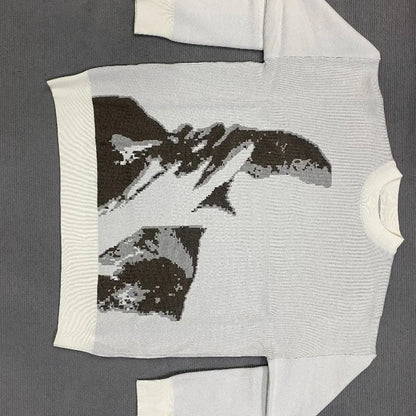 Women's Gothic Print O-Neck Pullover Sweater - Oversized Harajuku Knitwear for Streetwear and Y2K Style