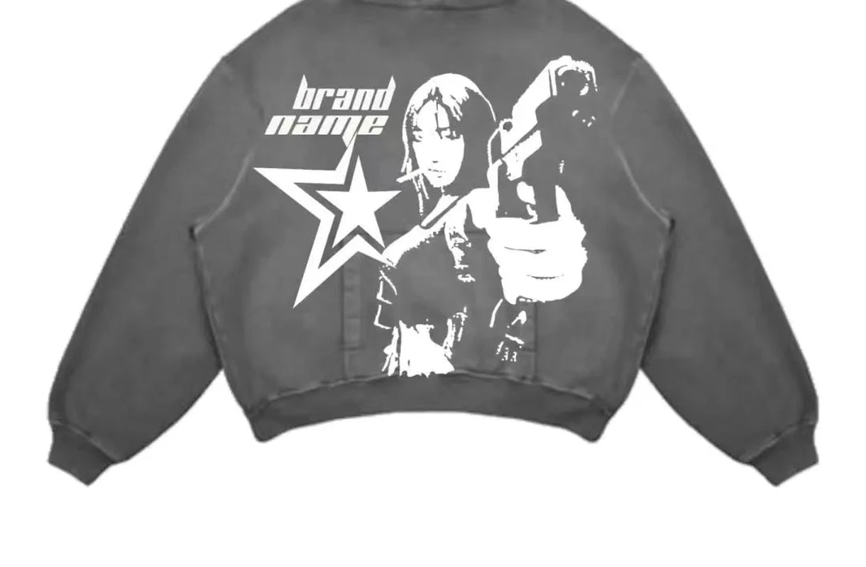 Street Gothic Casual Letter Print Hoodie for Men - Harajuku Retro Y2K Sweatshirt