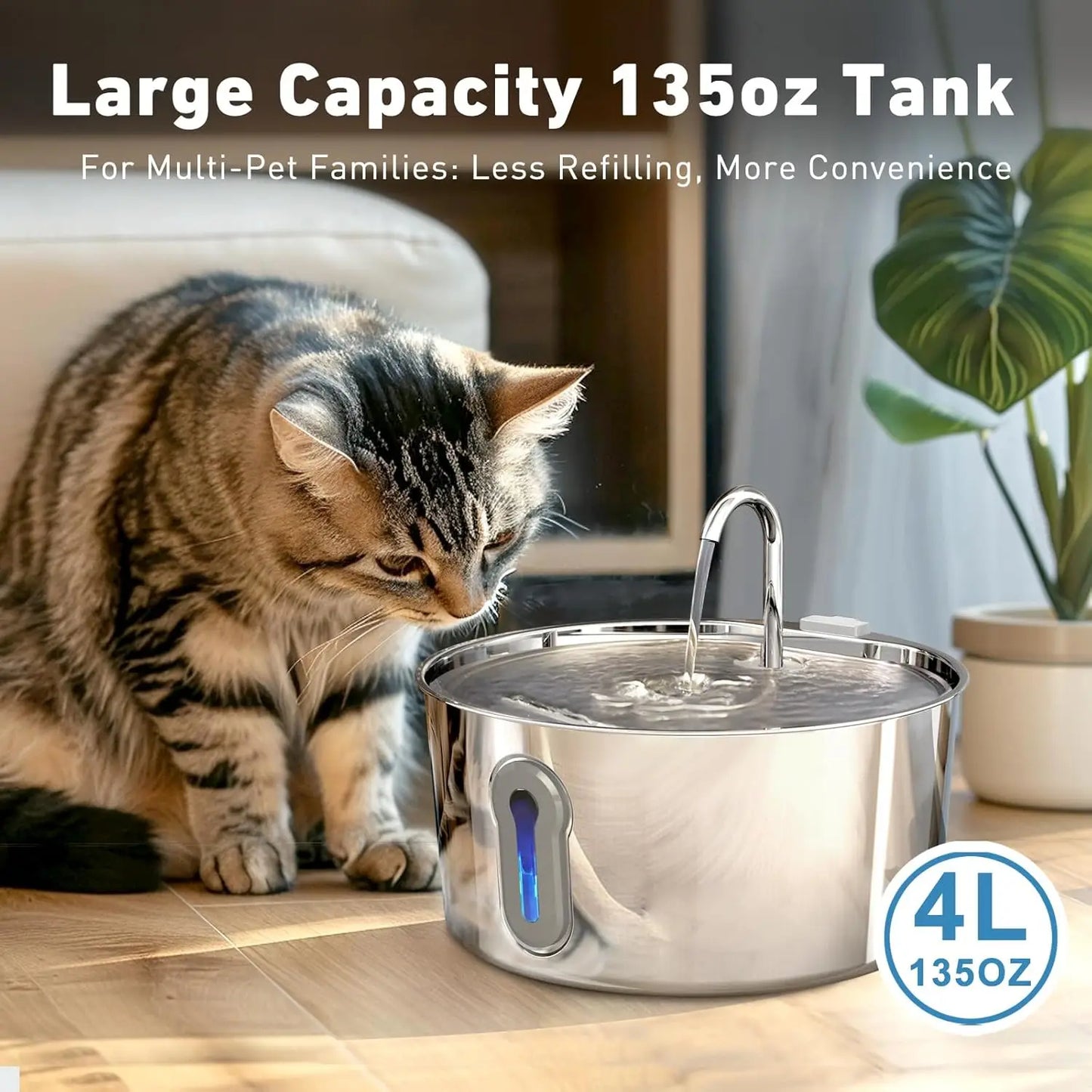 4L Pets Metal Water Fountain