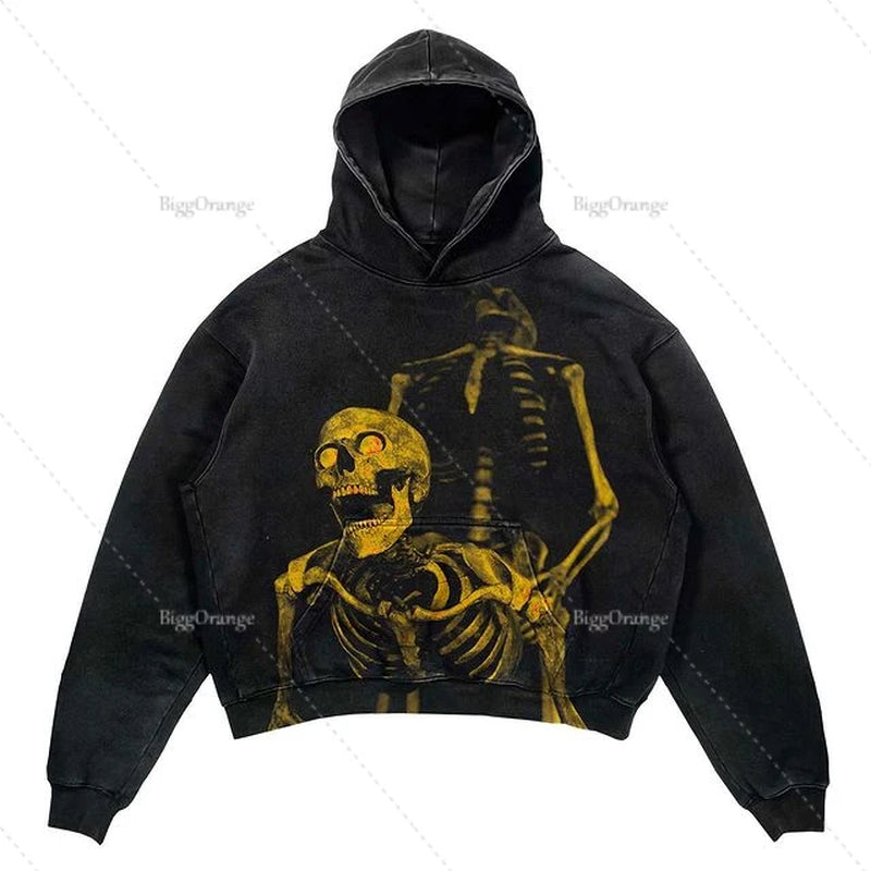 Street Gothic Casual Letter Print Hoodie for Men - Harajuku Retro Y2K Sweatshirt