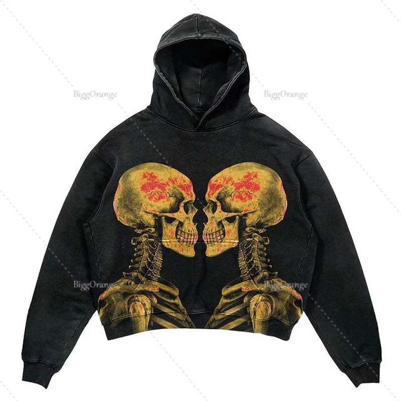 Street Gothic Casual Letter Print Hoodie for Men - Harajuku Retro Y2K Sweatshirt