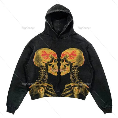 Street Gothic Casual Letter Print Hoodie for Men - Harajuku Retro Y2K Sweatshirt