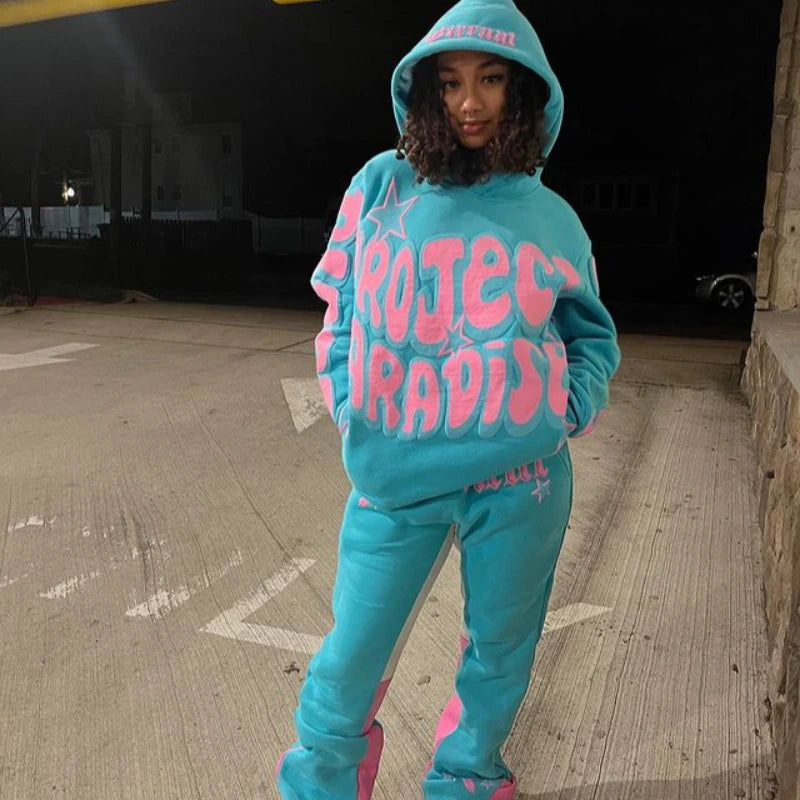 Y2K Streetwear Graphic Hoodie with Star Letter Design - Harajuku Anime-Inspired Pullover for Men and Women