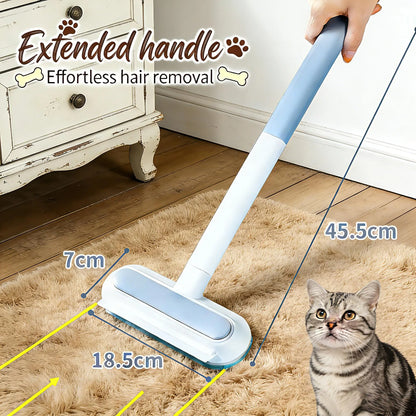 Long Handle Pet Hair Removal Brush and Cleaning Gloves Set, 4-in-1 Washable Lint Cleaner for Indoor Pet Hair Maintenance