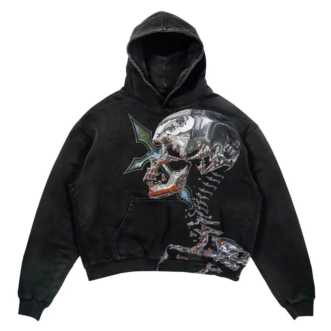 Street Gothic Casual Letter Print Hoodie for Men - Harajuku Retro Y2K Sweatshirt
